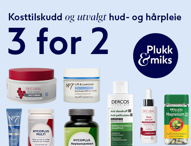 3 for 2 p&aring; utvalgt, hud, h&aring;r og ansiktspleie