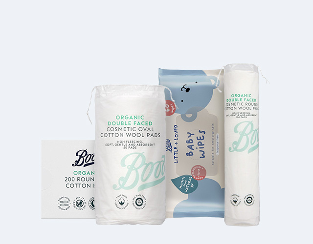 bomullpads, q-tips, wipes tilbud hos Boots Apotek 