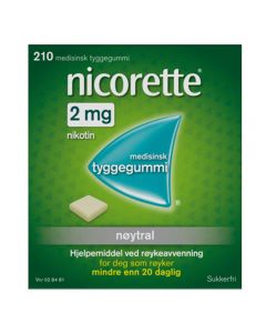 Nicorette tyggegummi med nøytral smak 2 mg 210 stk