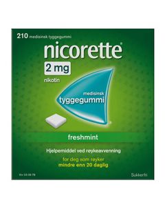 Nicorette freshmint tyggegummi 2 mg 210 stk