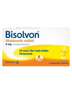Bisolvon oppløselige tabletter sitron 8 mg 16 stk