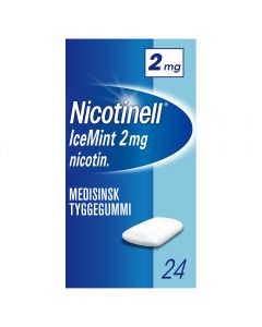 Nicotinell 2mg tyggis for røykeslutt Icemint 24 stk