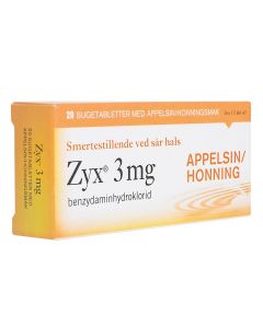 Zyx sugetabletter appelsin/honning 3 mg 20 stk