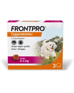 Frontpro flått tyggetablett til hund 2-4kg 11,3mg, 3 stk