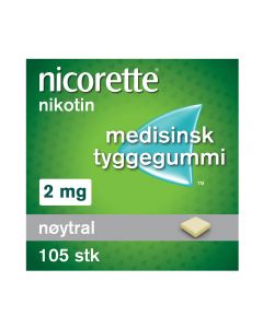 Nicorette tyggegummi nøytral 2 mg 105 stk