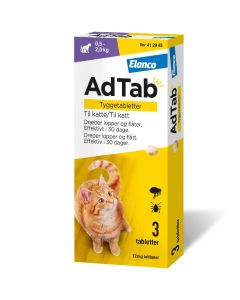 AdTab flått tyggetablett til katt 0,5-2kg, 12mg, 3 stk.