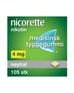 Nicorette tyggegummi nøytral 4 mg 105 stk