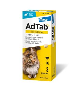 AdTab flått tyggetablett til katt 2-8kg 48mg, 3 stk.