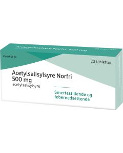 Acetylsalisylsyre Norfri 500 mg tabletter 20stk