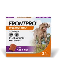 Frontpro flått tyggetablett til hund 25-50kg 136mg, 3 stk