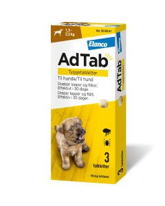 AdTab flått tyggetablett til hund 1,3-2,5kg, 56mg, 3 stk.