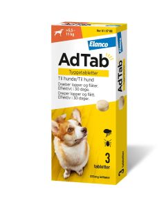 AdTab flått tyggetablett til hund 5,5-11kg 225mg, 3 stk.