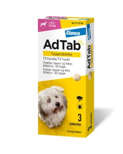 AdTab flått tyggetablett til hund 2,5-5,5kg, 112mg, 3 stk.