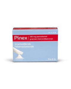 Pinex granulat Jordbær 500 mg 10 stk