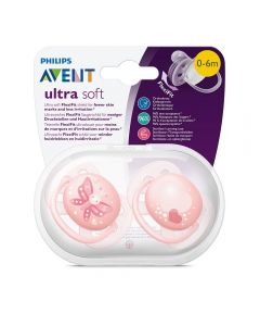 Philips Avent Ultrasoft Narresmokk Rosa 0-6m 2stk