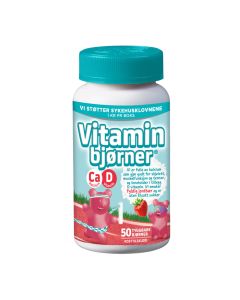 Vitaminbjørner Kalsium + D-vitamin med jordbærsmak 50 stk