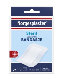 NP Scankvikk Bandasje sterile, hvit, 5,4x7,6cm