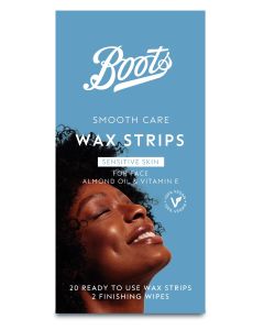 Boots Smooth Care Wax Strips Sensitive Face 20pk + Perfect Finishing Wipes 2pk