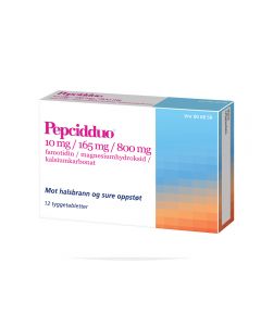 Pepcidduo Tyggetab 10 mg/165 mg/800 mg