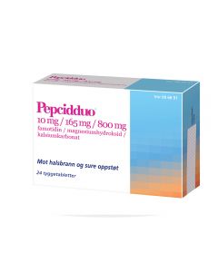 Pepcidduo Tyggetab 10 mg/165 mg/800 mg