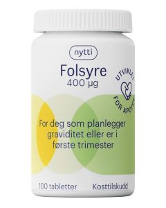 Nytti Folsyre 400 µg, 100 stk Nytti Folsyre 400 µg, 100 stk