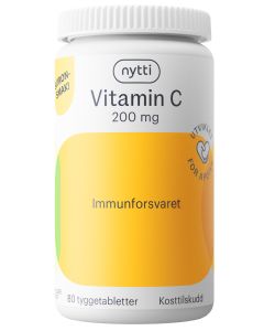 Nytti Vitamin C Tyggetablett 200mg, 80 stk Nytti Vitamin C Tyggetablett 200mg, 80 stk
