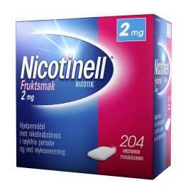 Nicotinell 2mg tyggis for røykeslutt Fruktsmak 204 stk