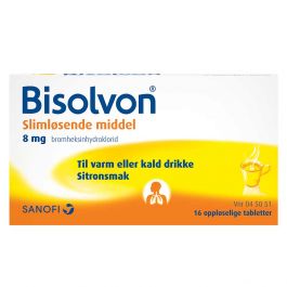 Bisolvon oppløselige tabletter sitron 8 mg 16 stk