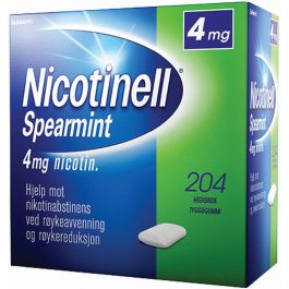 Nicotinell tyggegummi med smak av spearmint 4 mg 204 stk