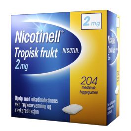 Nicotinell 2mg tyggis for røykeslutt Tropisk frukt 204 stk