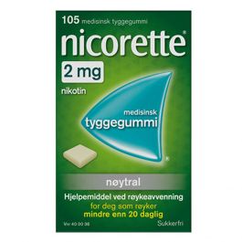 Nicorette tyggegummi nøytral 2 mg 105 stk