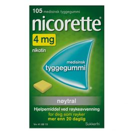 Nicorette tyggegummi nøytral 4 mg 105 stk