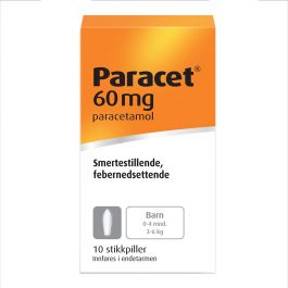 Paracet stikkpiller 60mg 10 stk