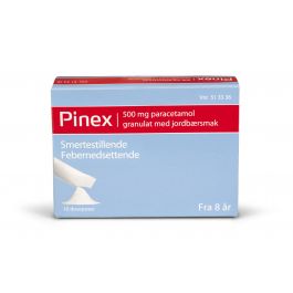 Pinex granulat Jordbær 500 mg 10 stk