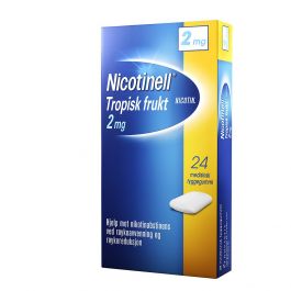 Nicotinell 2mg tyggis for røykeslutt Tropisk frukt 24 stk