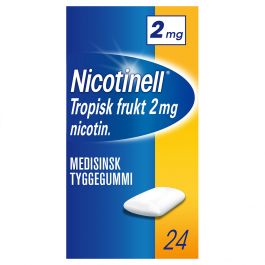 Nicotinell 2mg tyggis for røykeslutt Tropisk frukt 24 stk