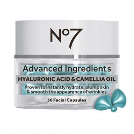 No7 Advanced Ingredients HYALURONIC ACID & CAMELLIA OIL Facial Capsules 30stk