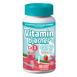 Vitaminbjørner Kalsium + D-vitamin med jordbærsmak 50 stk