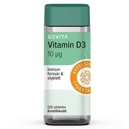 Gevita Vitamin D3 / 10 µg tyggetabletter 120stk