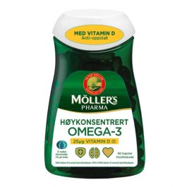 Möller's Pharma Høykonsentert Omega-3 med Vitamin D kapsler 80 stk
