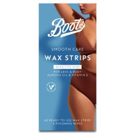 Boots Smooth Care Wax Strips Sensitive 40pk + Perfect Finishing Wipes 4pk