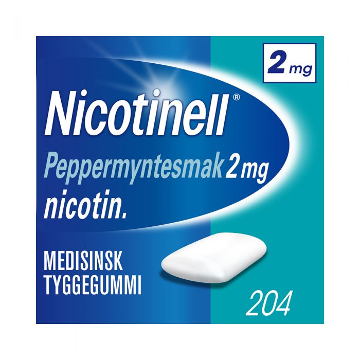 Nicotinell 2mg tyggis for røykeslutt Peppermyntesmak 204 stk