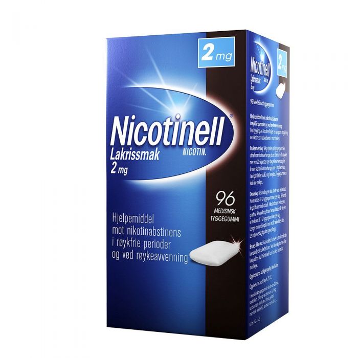 Nicotinell 2mg tyggis for røykeslutt Lakris 96 stk