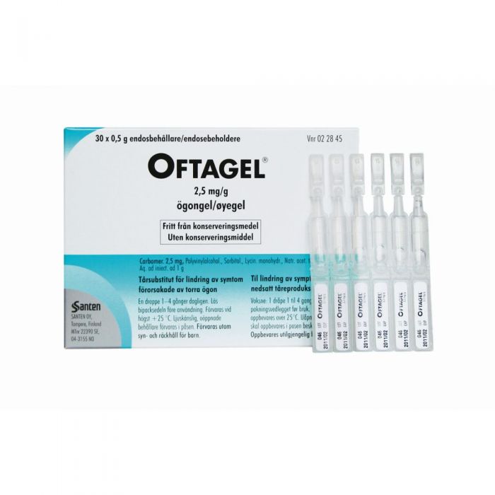 Oftagel øyegel 2,5 mg/g stk 30 x 0,5g