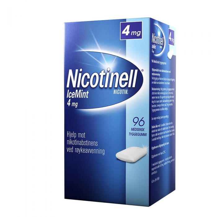 Nicotinell 4mg tyggis for røykeslutt Icemint 96 stk