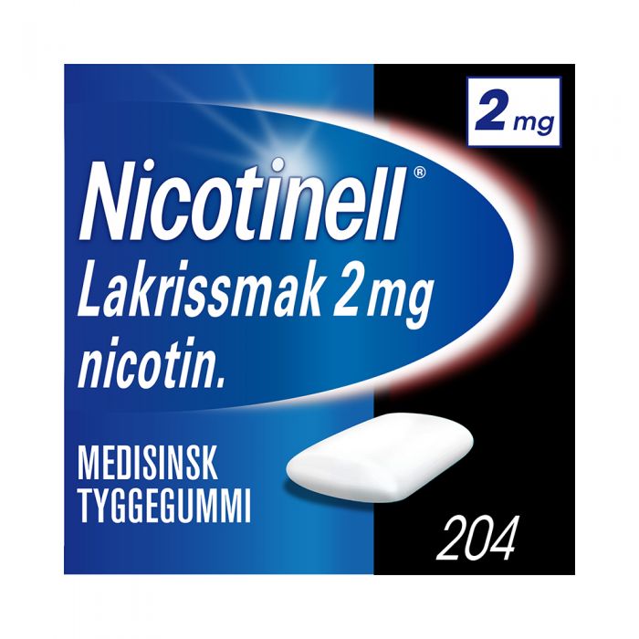 Nicotinell 2mg tyggis for røykeslutt Lakris 204 stk