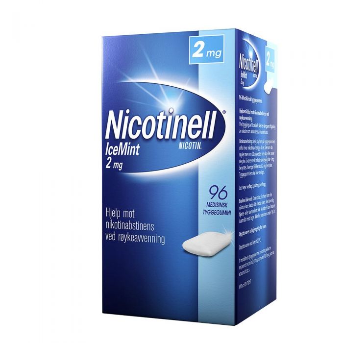 Nicotinell 2mg tyggis for røykeslutt Icemint 96 stk