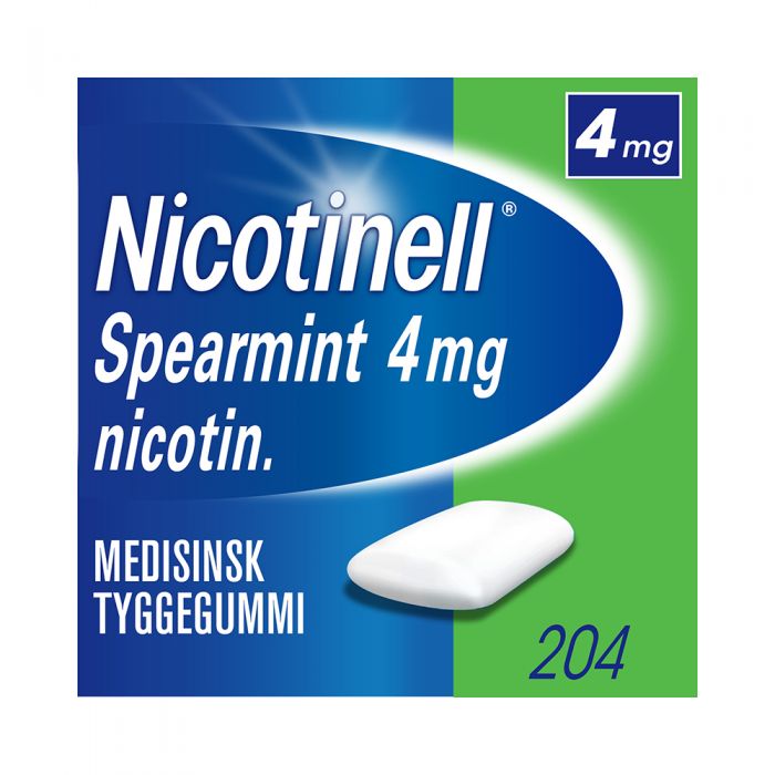 Nicotinell tyggegummi med smak av spearmint 4 mg 204 stk