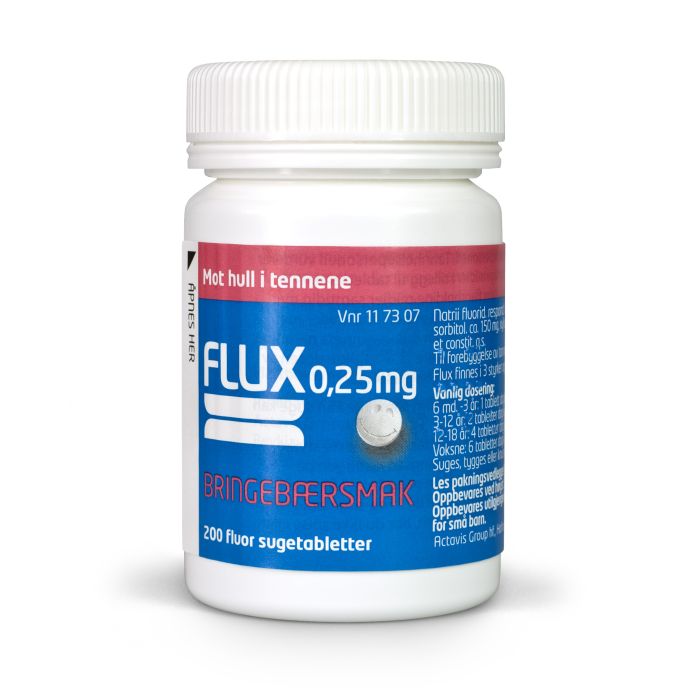 Flux sugetablett bringebær 0,25 mg 200 stk