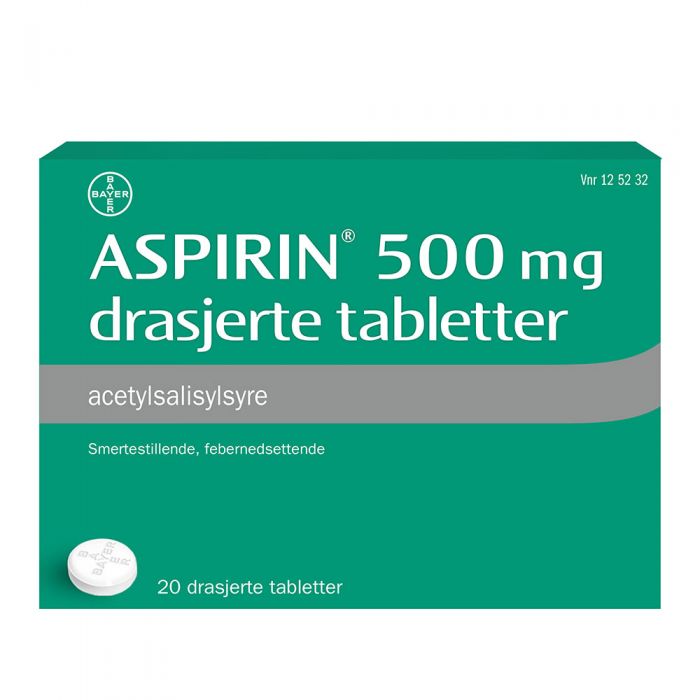 Aspirin tabletter 500 mg 20 stk